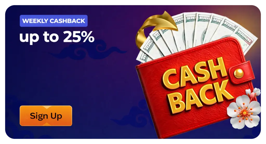 Manekispin Casino weekly cashback up to 25 percent bonus