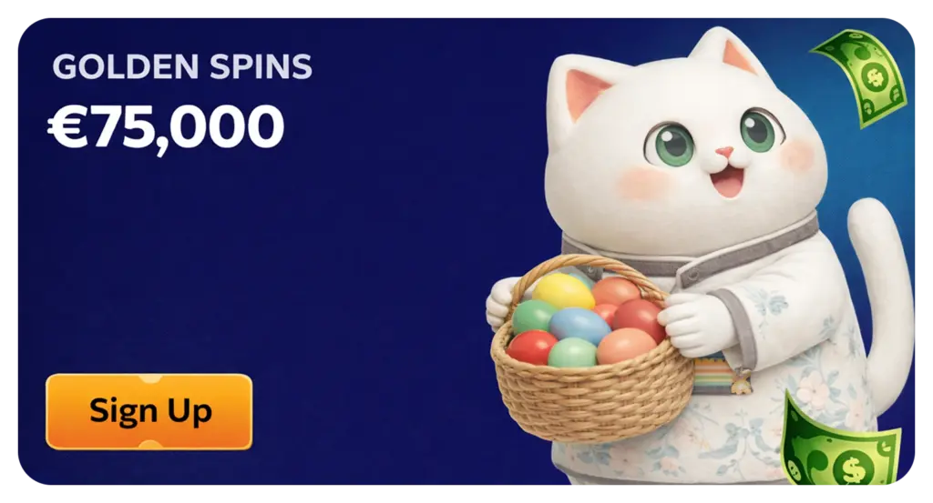 Manekispin Golden Spins €75000 jackpot slot promotion banner
