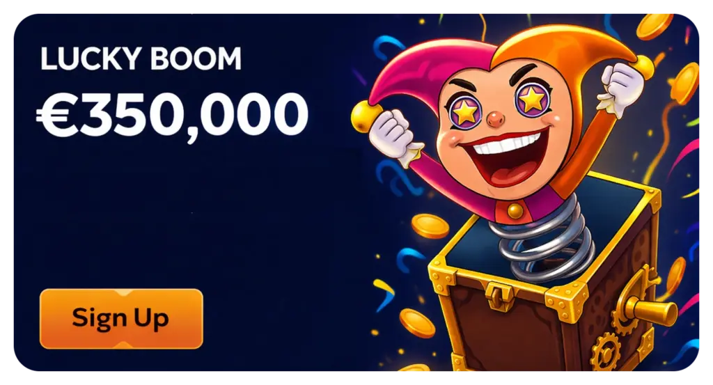Manekispin Lucky Boom €350000 jackpot game promotion banner