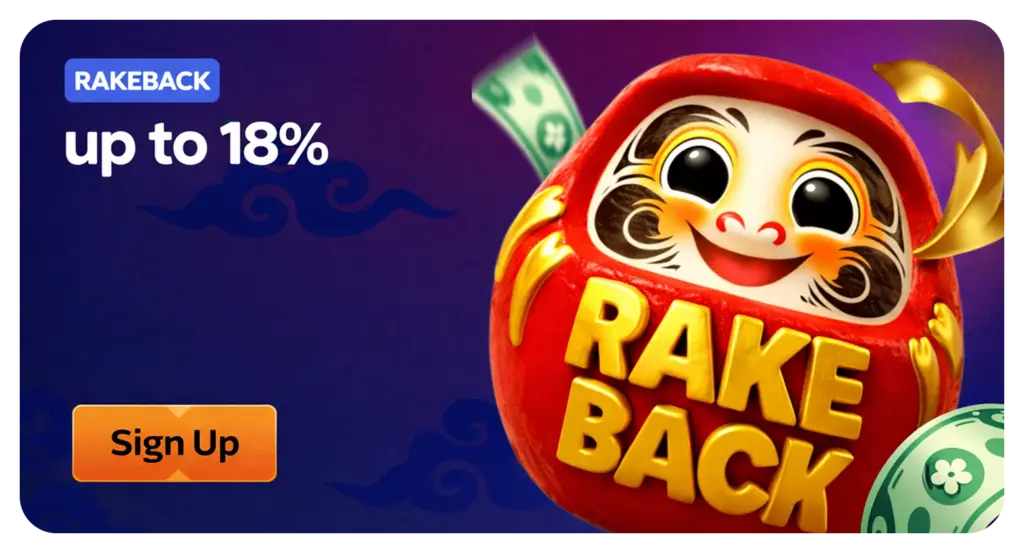 Manekispin rakeback bonus up to 18 percent cashback offer