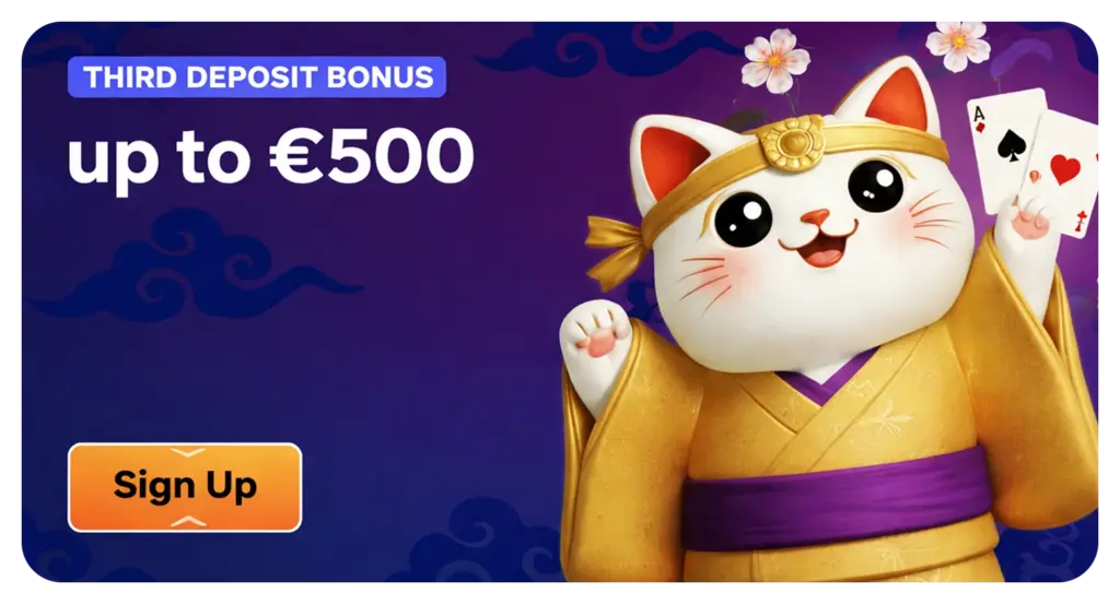 Manekispin third deposit bonus €500 casino promotion offer
